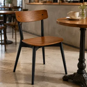 Modern Cafe Sandalyesi Ahşap & Metal Ayaklı (Starbucks Tarzı)