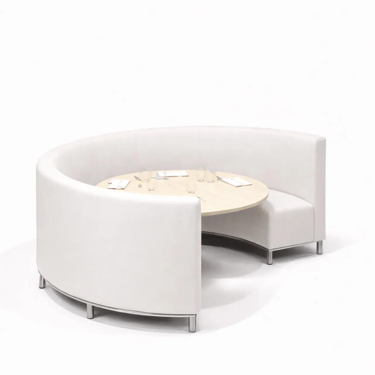 BEYAZ KUMAŞ YUVARLAK BOOTH LOCA KOLTUK