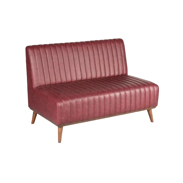 Dilimli Bordo Sedir Koltuk Kumaş Suni Deri Ahşap Ayaklı