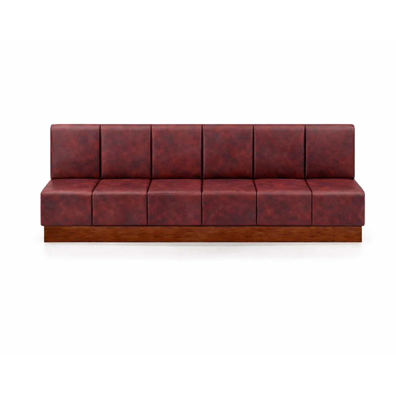 DİLİMLİ DÜZ LOCA KOLTUK BORDO ESKİTME DERİ CEVİZ AYAK (160 CM)